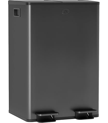 8 Gallon/30 Liter Dual Compartment Trash Can, Stainless Steel